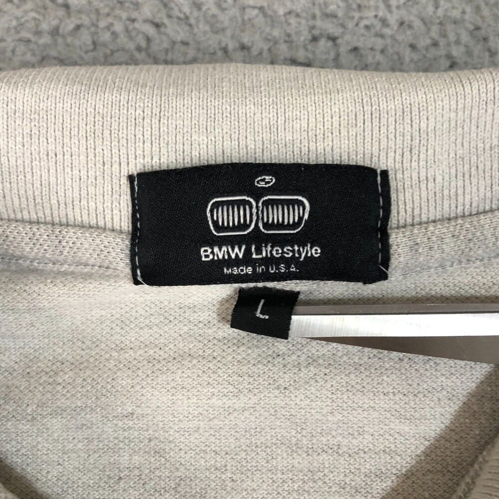 Vintage Lifestyle Bmw Shirt Mens Large Gray Polo Preppy Logo Motorsports Racing - Picture 4 of 8
